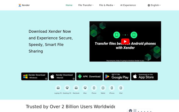 Screenshot of xender.com