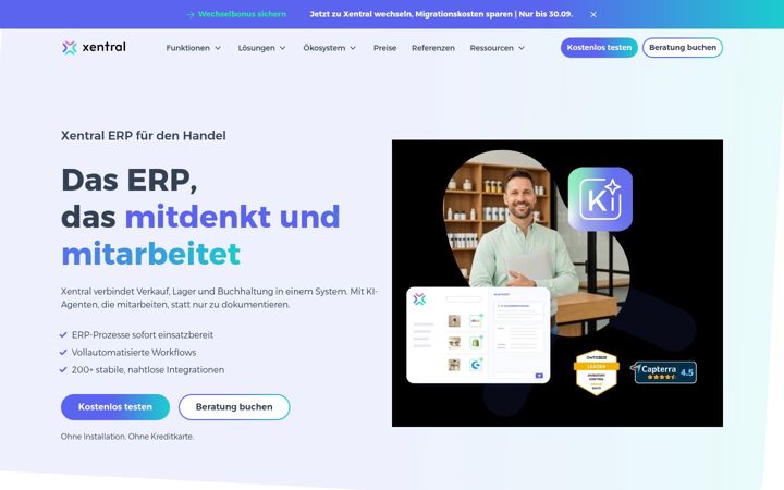 Screenshot of xentral.com