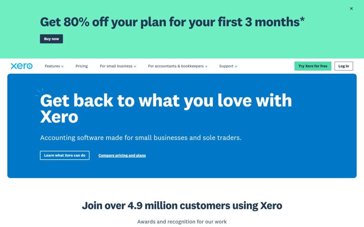 Ekraanipilt saidist xero.com