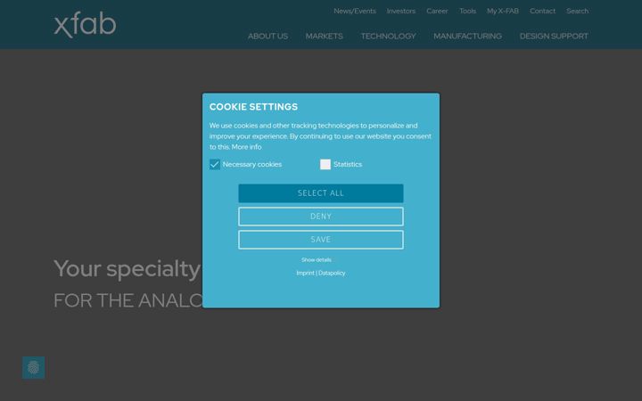 Screenshot of xfab.com