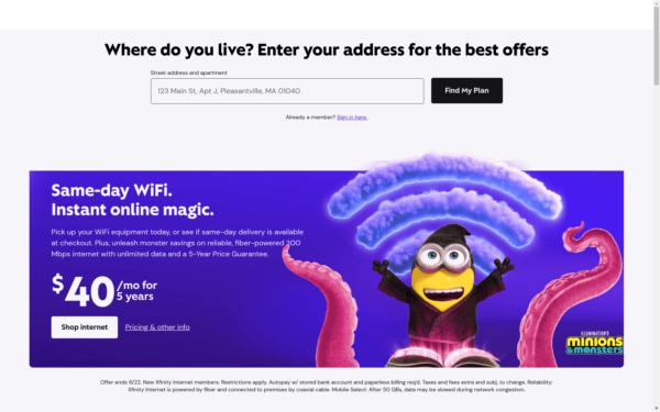 Screenshot of xfinity.com