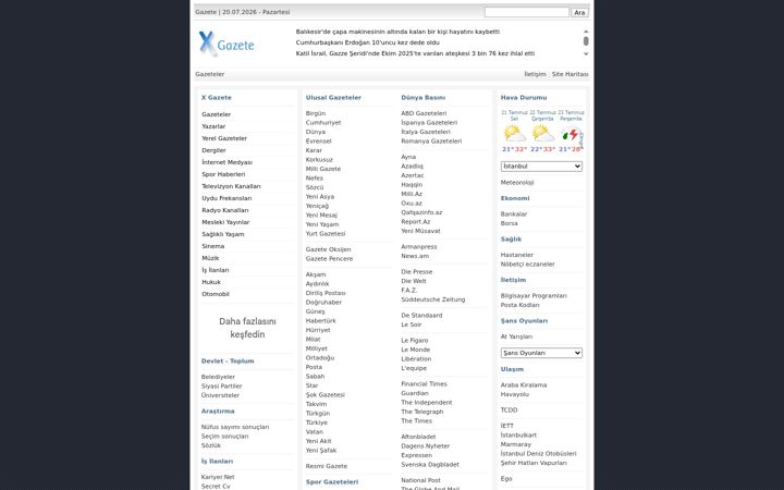 Screenshot of xgazete.com