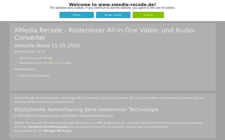 Screenshot of xmedia-recode.de