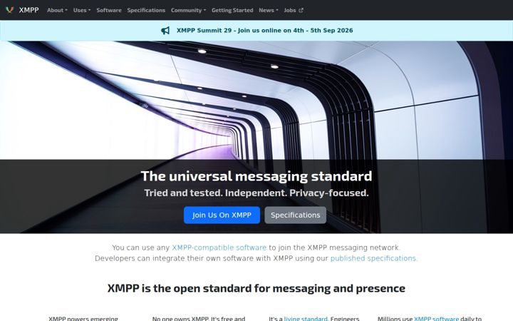 Screenshot ta' xmpp.org