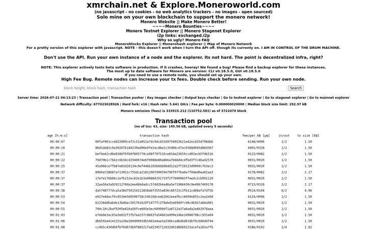 Screenshot of xmrchain.net