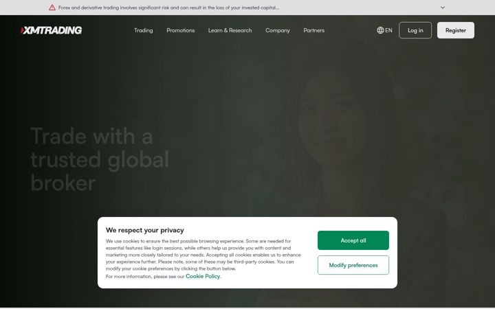 Screenshot of xmtrading.com