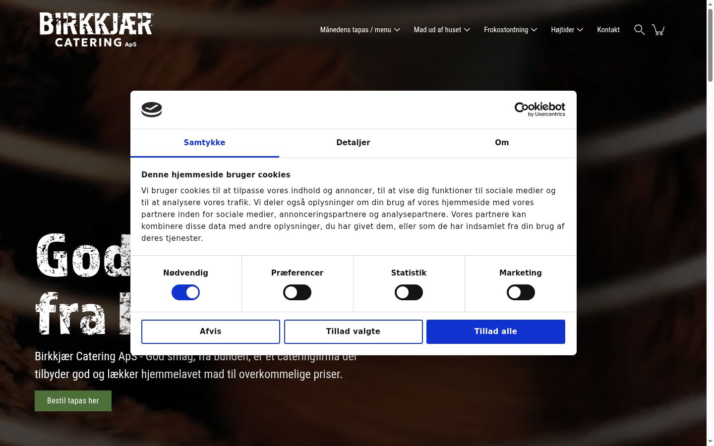 Screenshot del banner di consenso mostrato prima di qualsiasi interazione