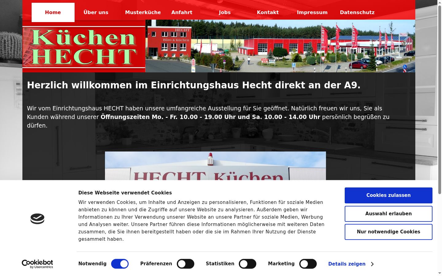 Screenshot des Einwilligungsbanners vor jeglicher Interaktion