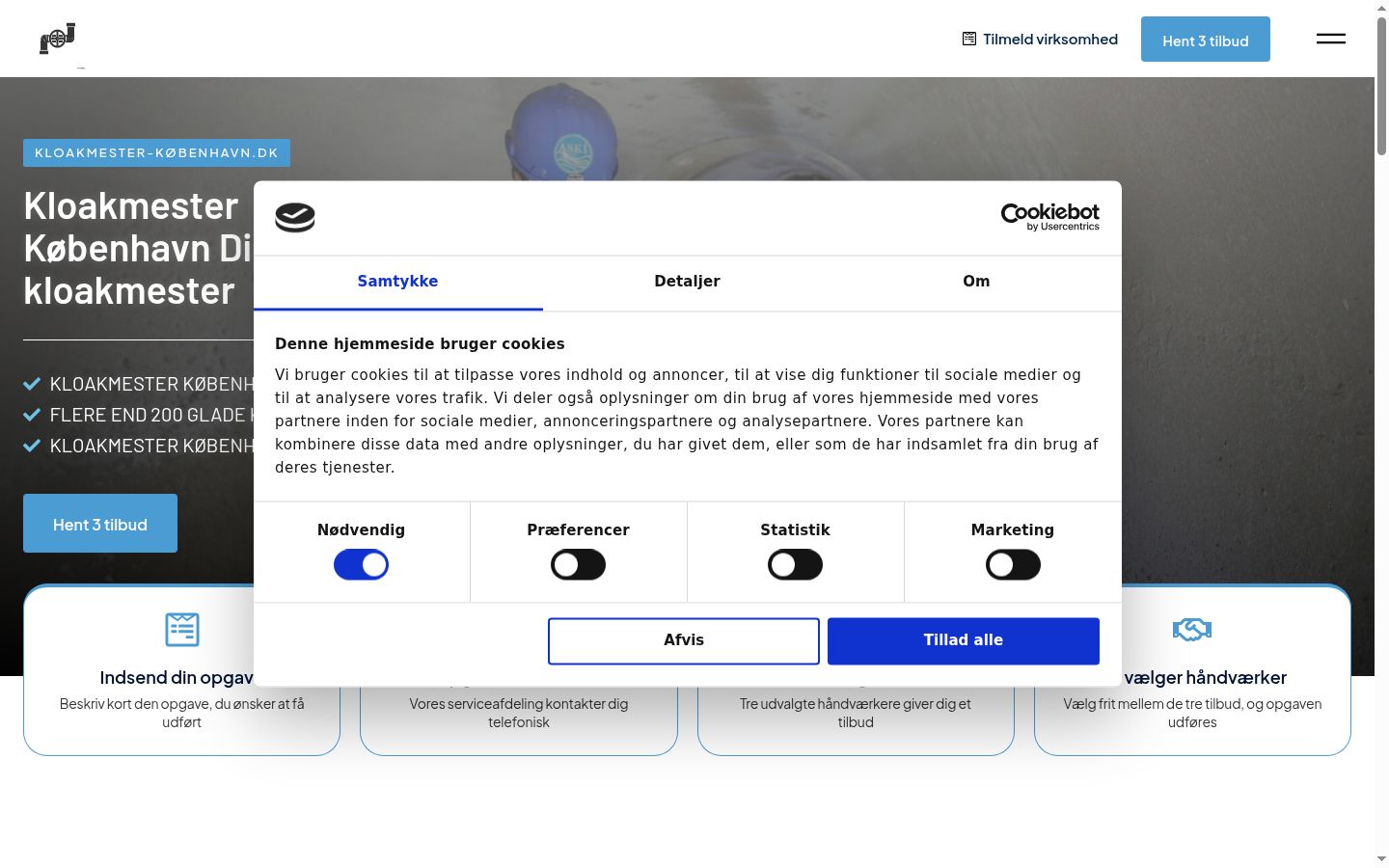 Screenshot van de toestemmingsbanner zoals getoond vóór enige interactie