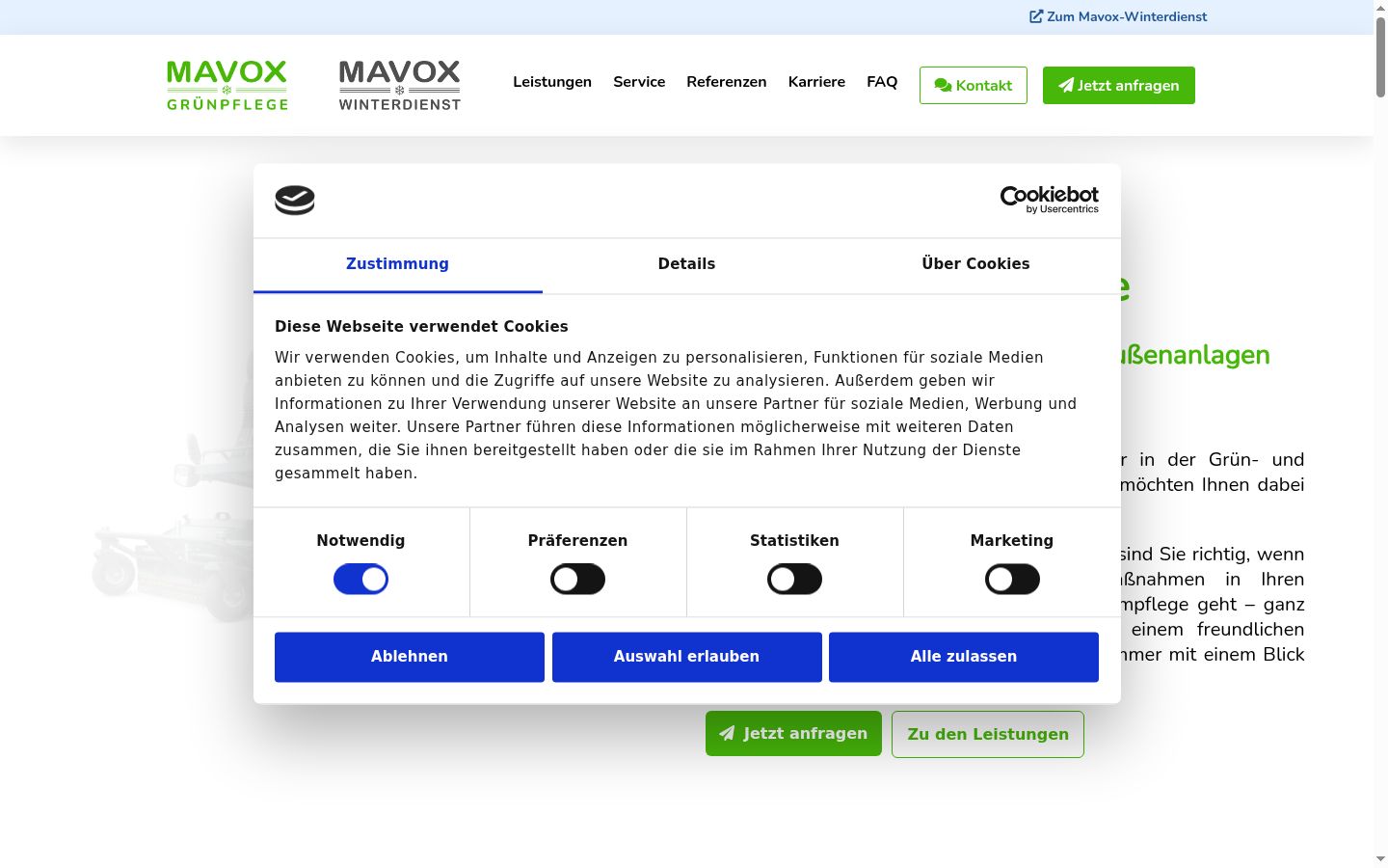 Screenshot of the consent banner shown before any interaction