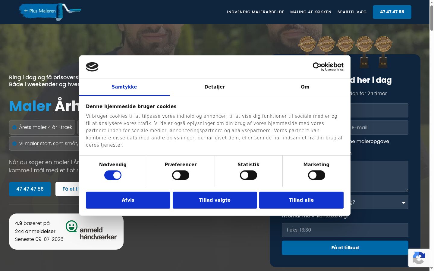 Captura de ecrã do banner de consentimento apresentado antes de qualquer interação