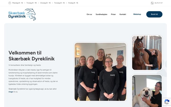 Ekraanipilt saidist xn--skrbkdyreklinik-ylbc.dk