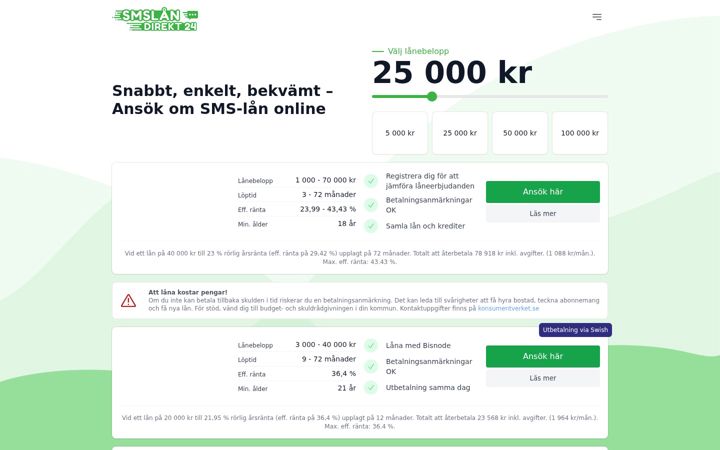 Skærmbillede af xn--smslndirekt24-sfb.se