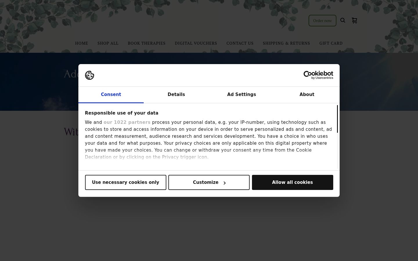Screenshot van de toestemmingsbanner zoals getoond vóór enige interactie