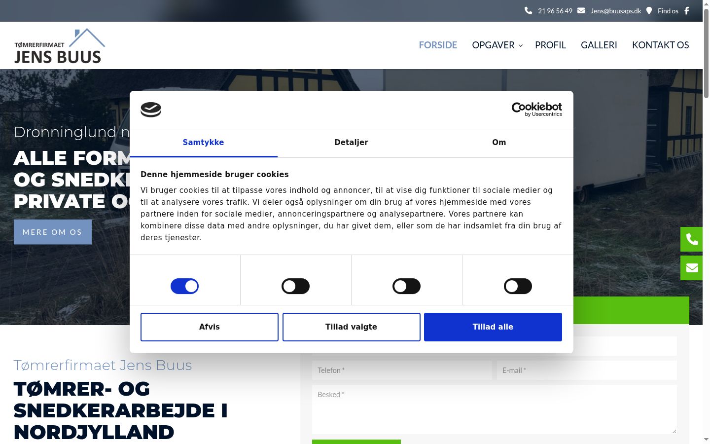 Skærmbillede af samtykkebanneret, som det blev vist før nogen interaktion