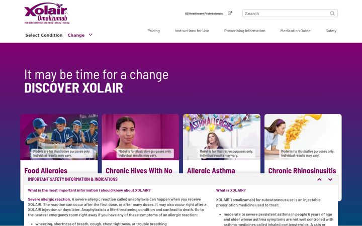 Screenshot of xolair.com