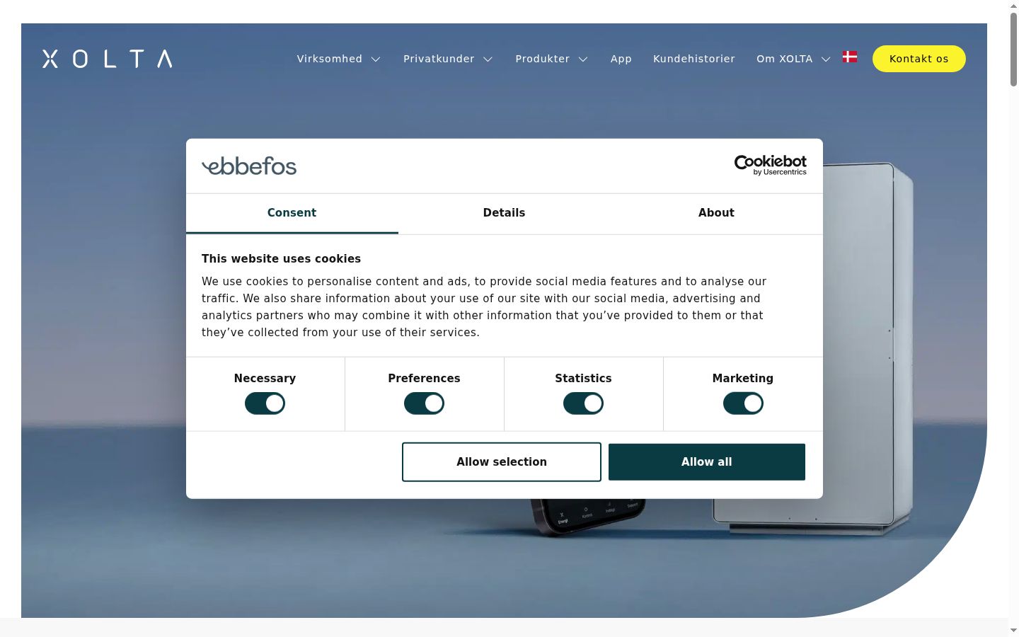 Screenshot of the consent banner shown before any interaction