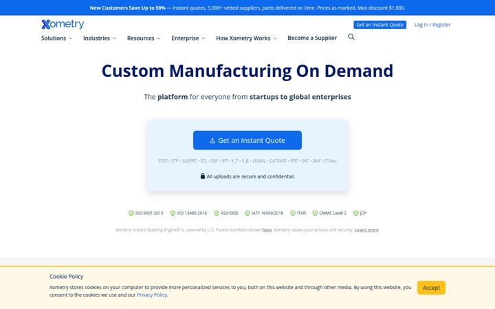 Screenshot of xometry.com