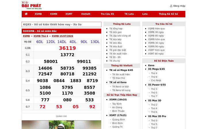 Screenshot ta' xosodaiphat.com