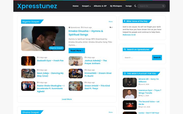 Screenshot of xpresstunez.com