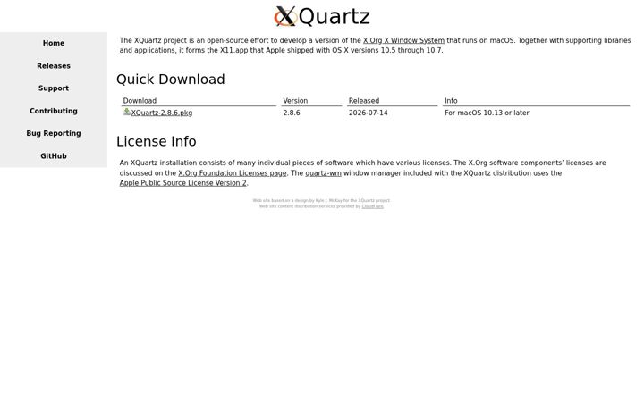 Screenshot of xquartz.org