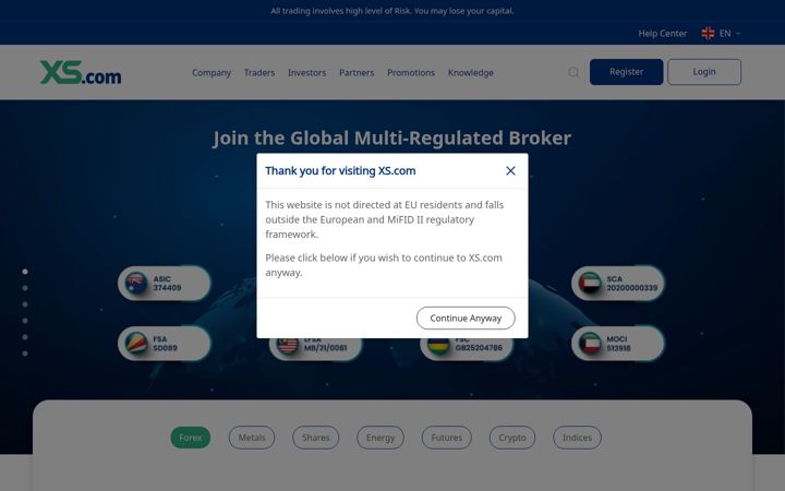 Screenshot of xs.com