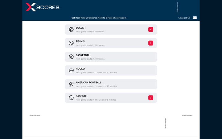 Screenshot του xscores.com