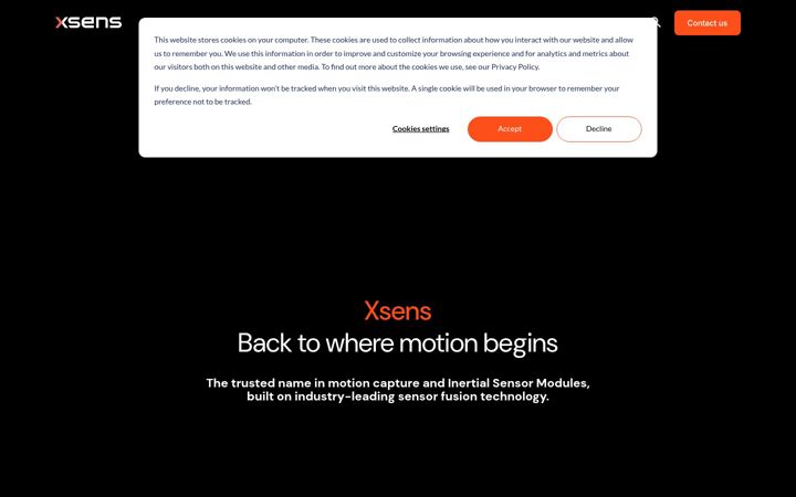 Screenshot of xsens.com