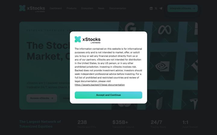 Screenshot of xstocks.fi