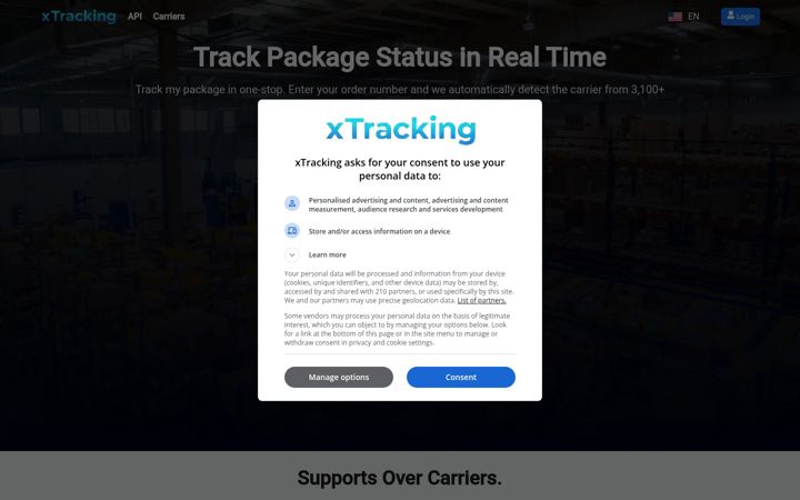 Screenshot of xtracking.me