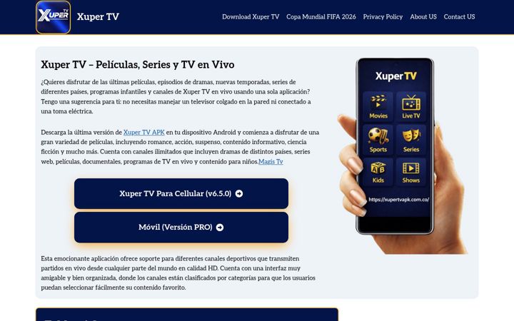 Screenshot of xupertvapk.com