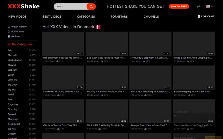 Ekrano kopija xxxshake.com