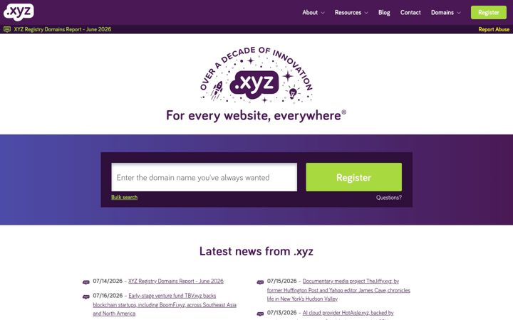 Snimka zaslona za xyz.com