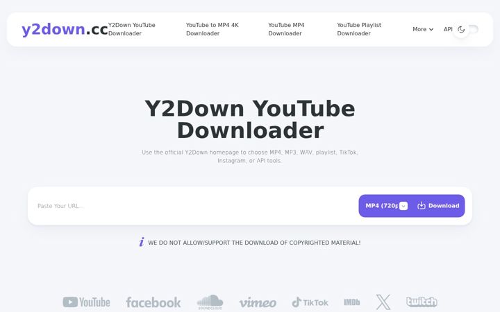 Screenshot of y2down.cc