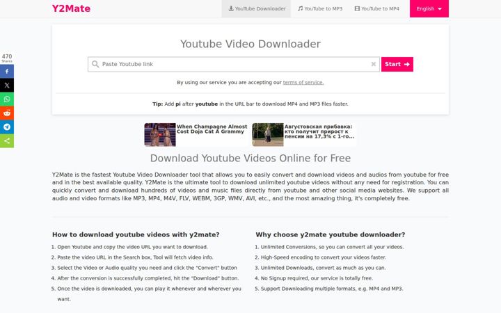 Screenshot of y2mate.is