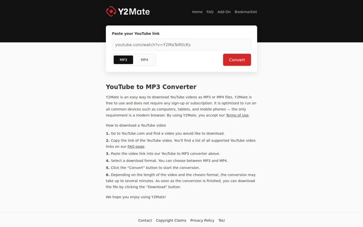 Screenshot of y2mate.sc