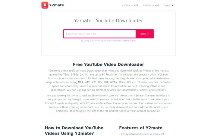 Screenshot of y2mate.tube
