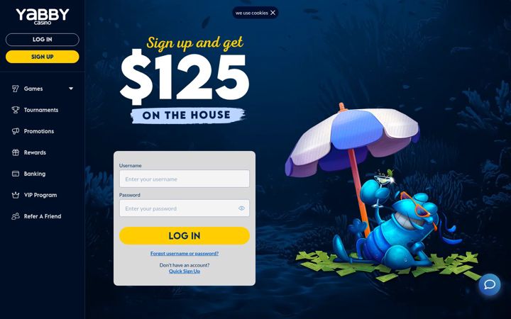Screenshot of yabbycasino.com