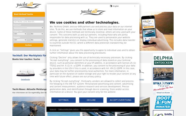 Screenshot of yachtall.com