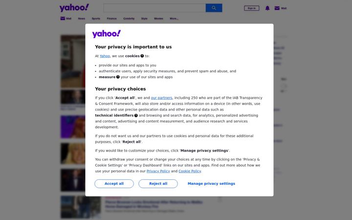 Screenshot of yahoo.ca