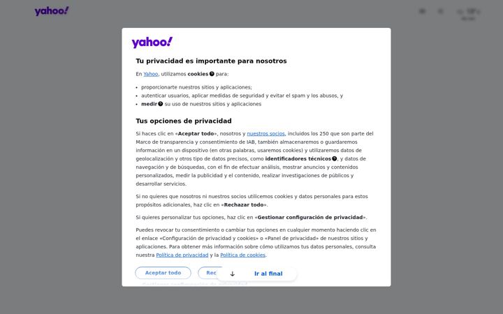 Screenshot of yahoo.es