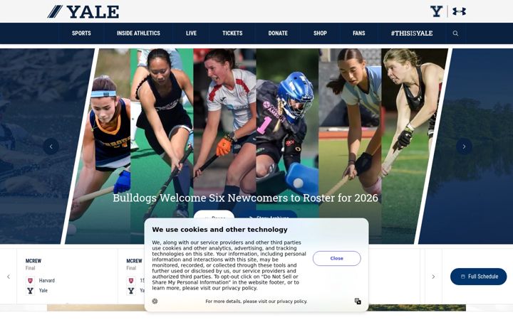Screenshot of yalebulldogs.com