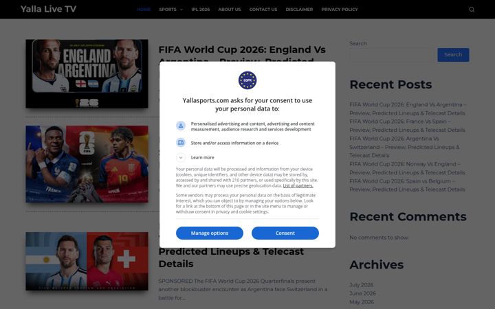 Screenshot of yallatvlive.com