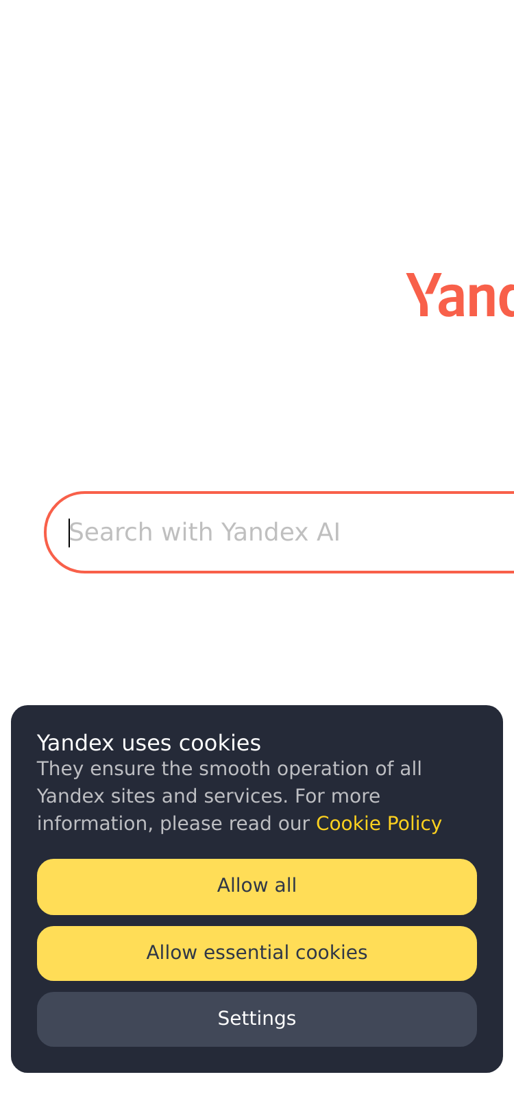 Mobile screenshot of yandex.com