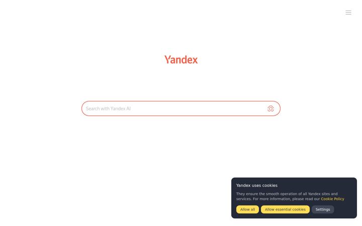 Captura de ecrã de yandex.fi