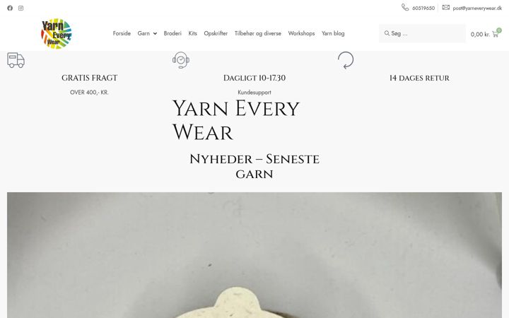 Kuvakaappaus sivustosta yarneverywear.dk