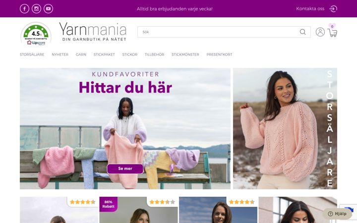 Skjermbilde av yarnmania.se