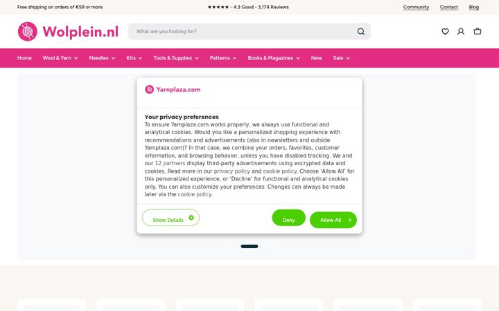 Snimka zaslona za yarnplaza.com