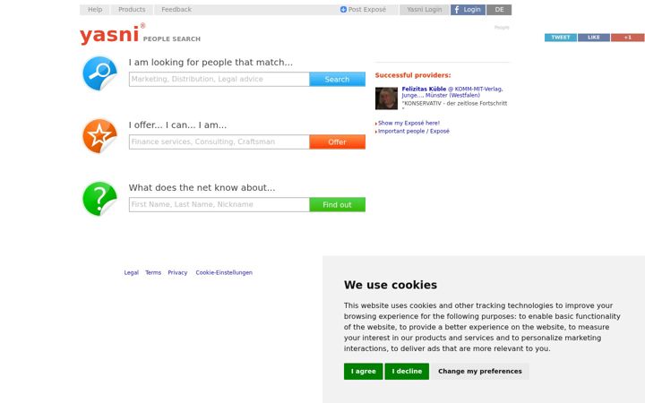 Screenshot of yasni.de