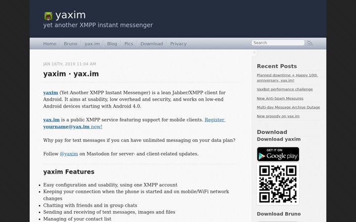 Screenshot of yax.im